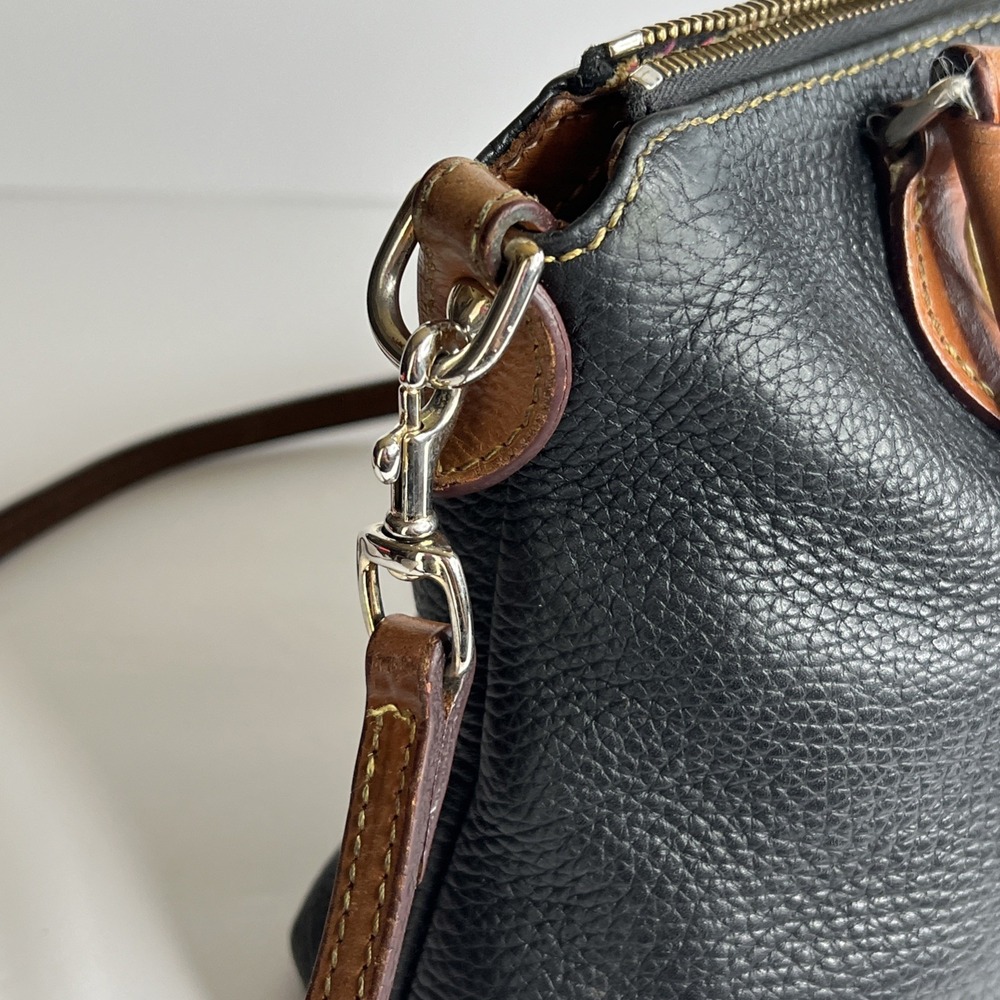 Dooney & Bourke Dillen Crossbody Satchel Hand Bag Pebbled Black Brown Leather - Picture 10 of 16